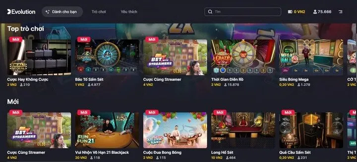 Hướng dẫn các bước cá cược tại Evolution Casino C54